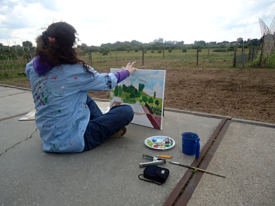 Schilder workshop aan de rijn bij Wageningen, een middag schilderen in de uiterwaarden bij het atelier van kunstenaar Twan de Vos, de bovenste Polder, landschapschilderen, landschap schilderen, abstract, naar de waarneming met acrylverf op doek, Ede, Veenendaal, Arnhem, Betuwe, Bennekom, Oosterbeek, Tiel, Rhenen, Utrecht