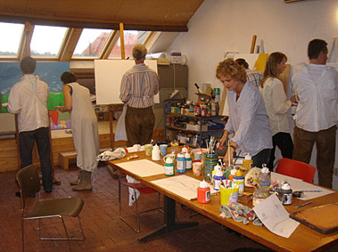 workshop schilderen op doek voor bedrijven en particulieren feest bruiloft bedrijfsuitje vrijgezellenparty jubileum